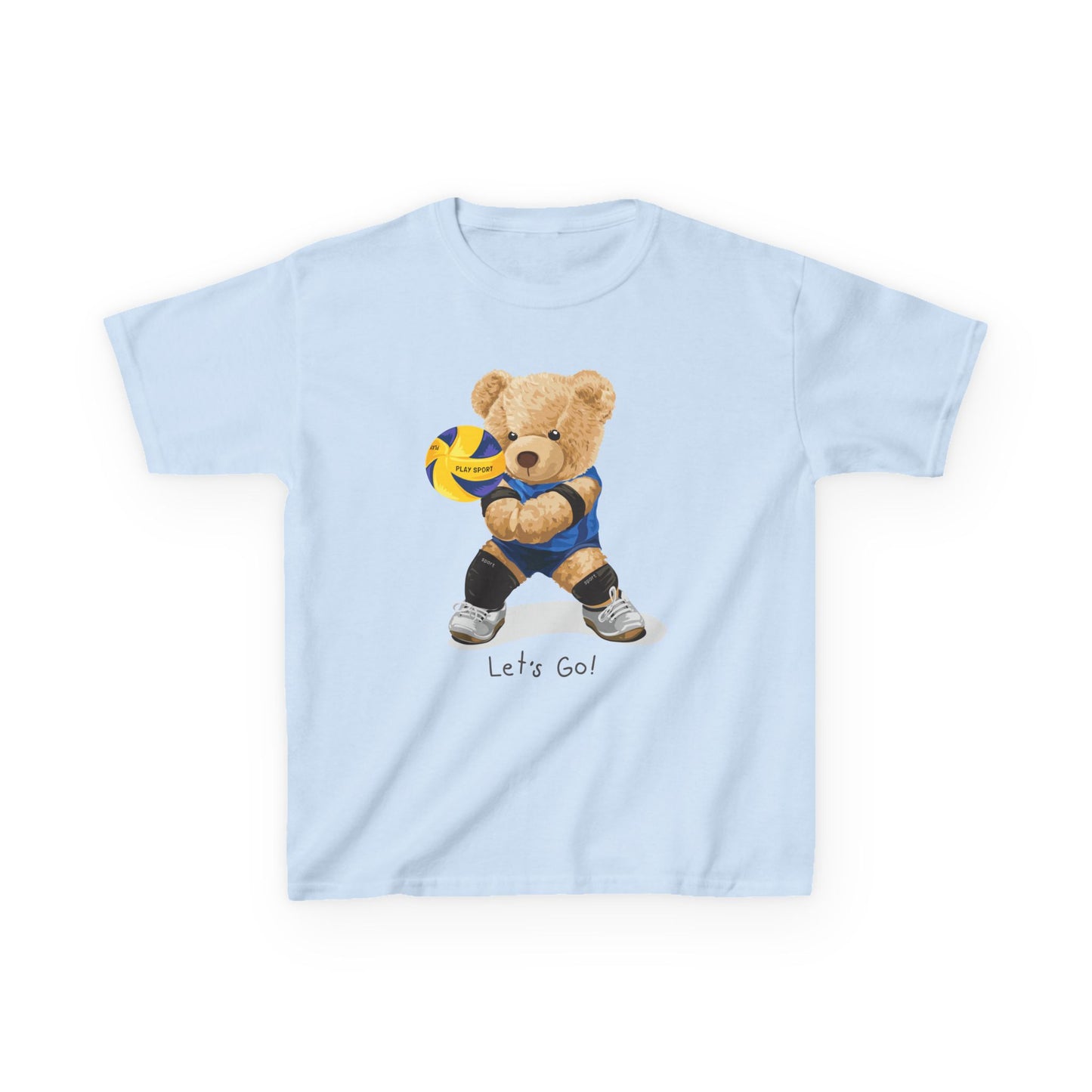 Kids Volleyball Bear Tee | Cute Animal T-Shirt, Sports Apparel, Gift for Kids, Birthday Present, Summer Outfit Light Blue