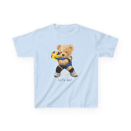 Kids Volleyball Bear Tee | Cute Animal T-Shirt, Sports Apparel, Gift for Kids, Birthday Present, Summer Outfit Light Blue