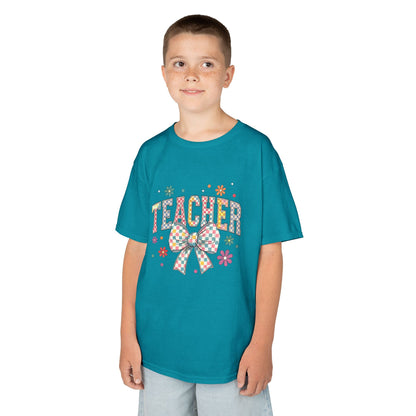Teacher Kids Tee with Colorful Bow Design, Perfect for Back to School, Teacher Appreciation, Birthday Gift, Fun Classroom Wear