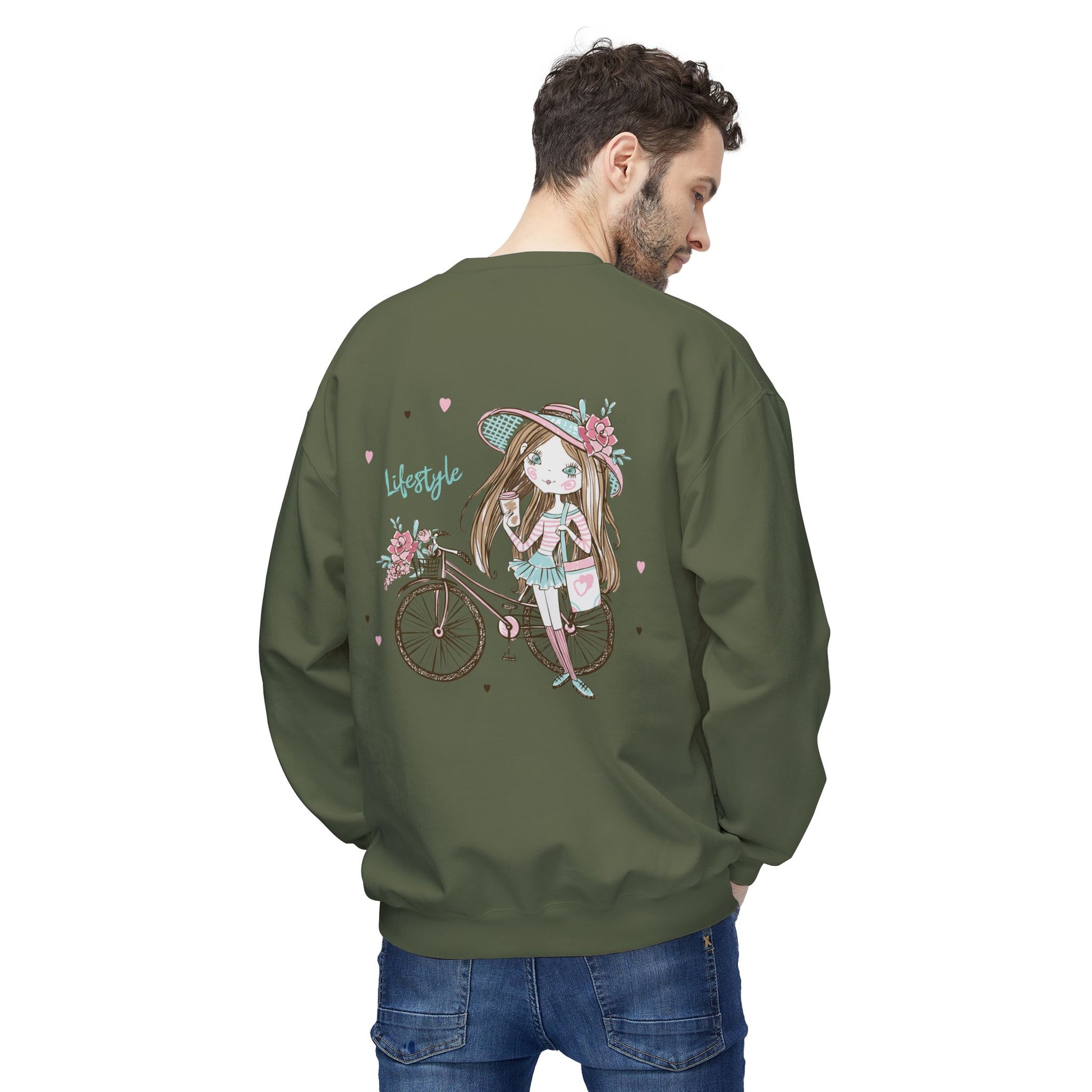 Chic Fleece Sweatshirt with Whimsical Bicycle Design - Perfect for Cozy Days, Gift for Cyclists, Cute Outfit for Spring, Birthday