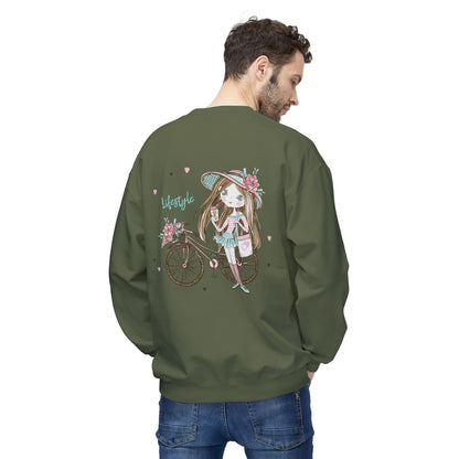 Chic Fleece Sweatshirt with Whimsical Bicycle Design - Perfect for Cozy Days, Gift for Cyclists, Cute Outfit for Spring, Birthday