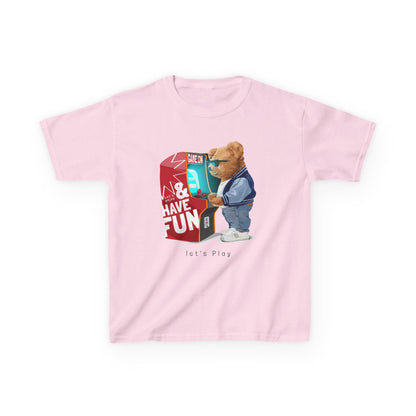 Cute Bear Gaming Kids Tee, Perfect for Fun Playtime, Birthday Gift, Casual Wear, Gift for Kids, Fun Kid’s Fashion Light Pink