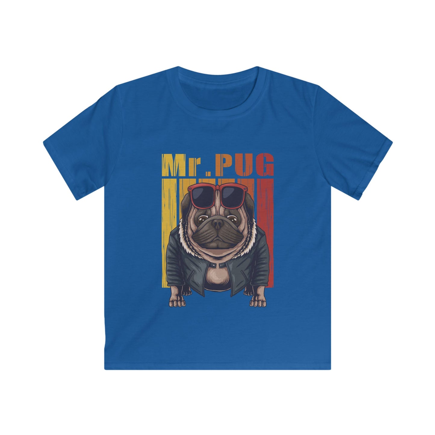 Mr. Pug Kids Tee - Fun Graphic T-Shirt for Animal Lovers, Birthday Gift, Casual Wear, Pet Lover Apparel, Unique Kids Clothing Royal