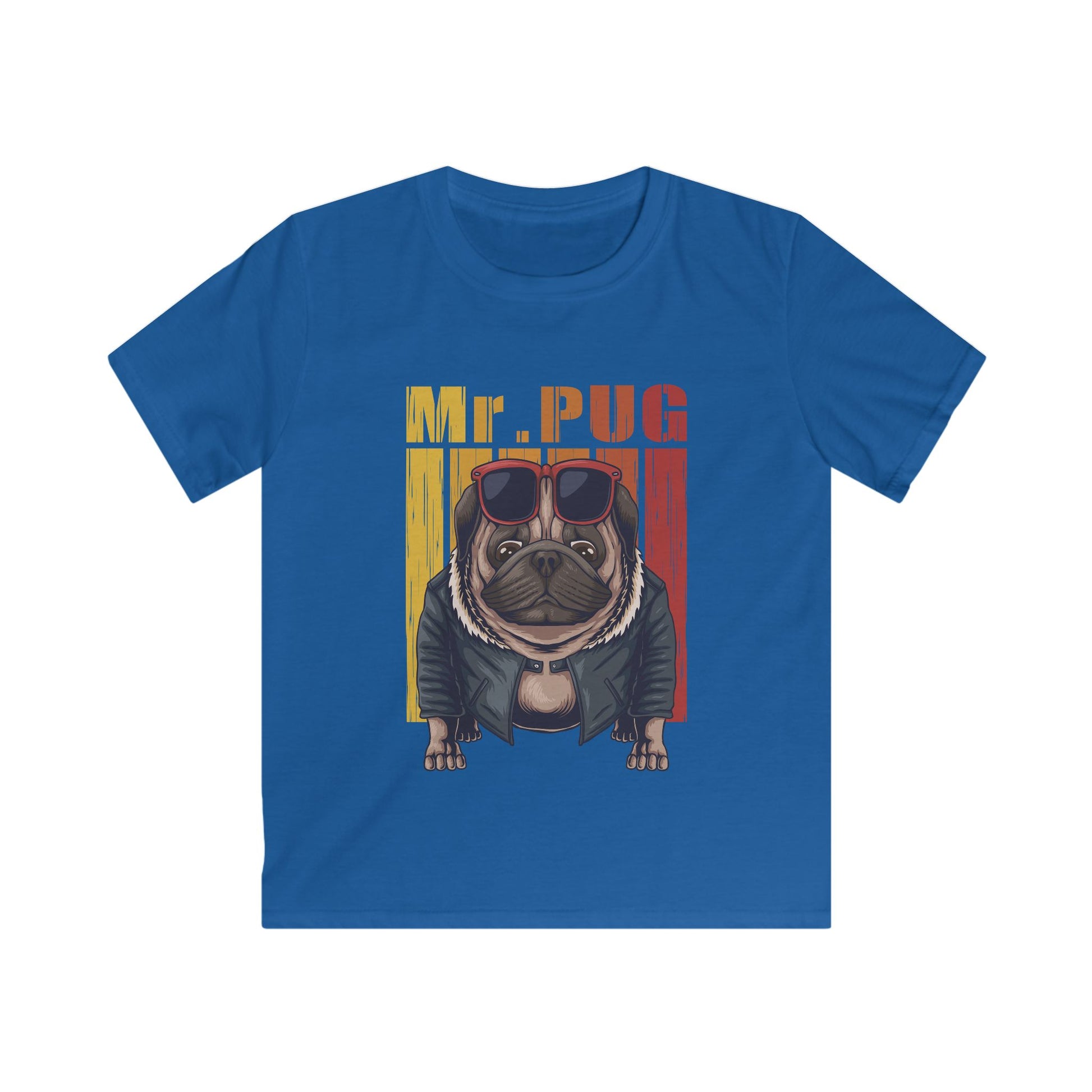 Mr. Pug Kids Tee - Fun Graphic T-Shirt for Animal Lovers, Birthday Gift, Casual Wear, Pet Lover Apparel, Unique Kids Clothing Royal