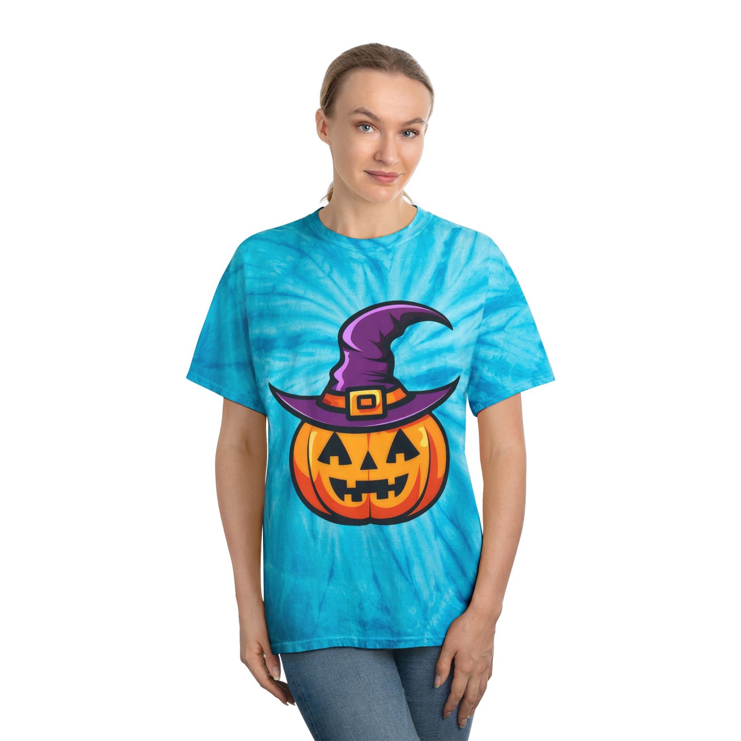 Whimsical Tie-Dye Tee, Bright Pumpkin Shirt, Halloween Apparel, Festive Clothing, Party Outfit, Gift for Fall Celebrations - Cozy Kawaii LLC