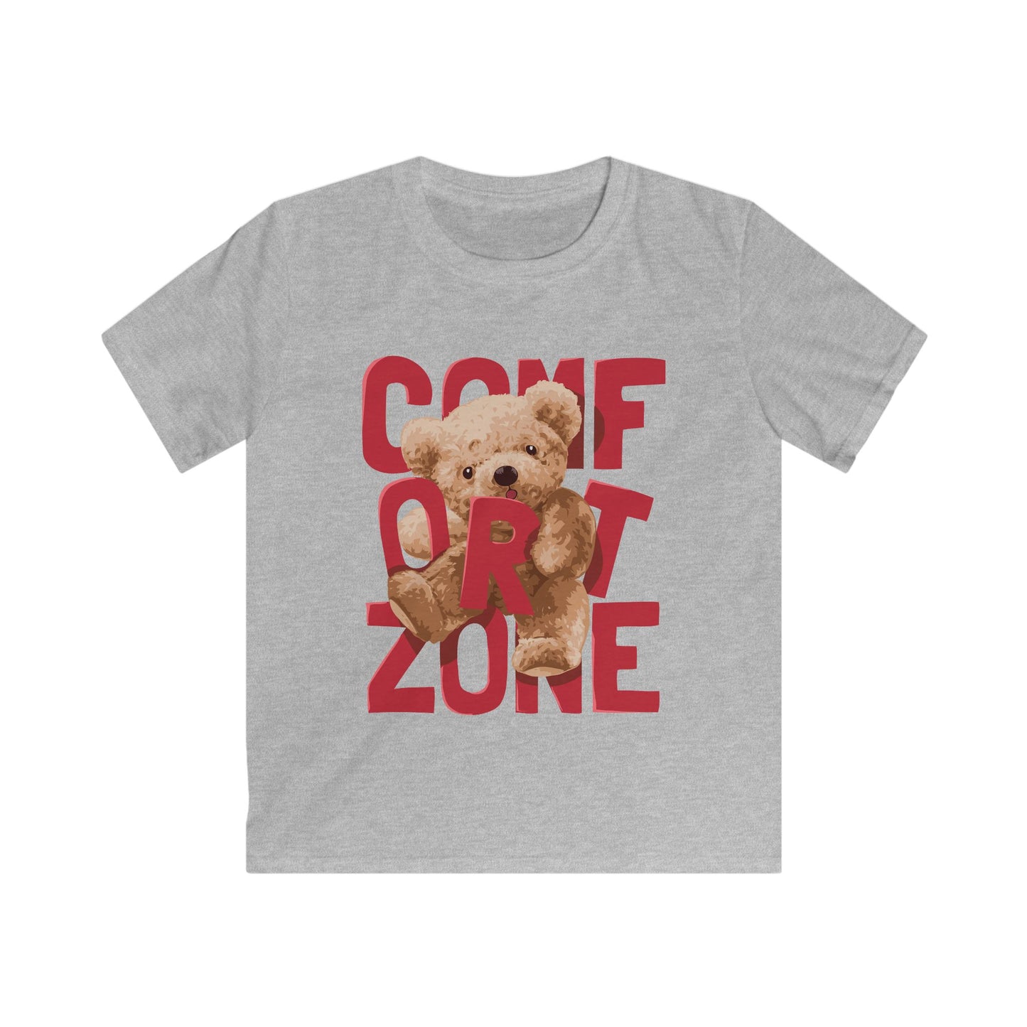 Comfort Zone Kids Tee, Cute Bear T-Shirt, Kids' Sweatshirt, Playful Comfort Shirt, Fun Gift for Boys and Girls Sport Grey
