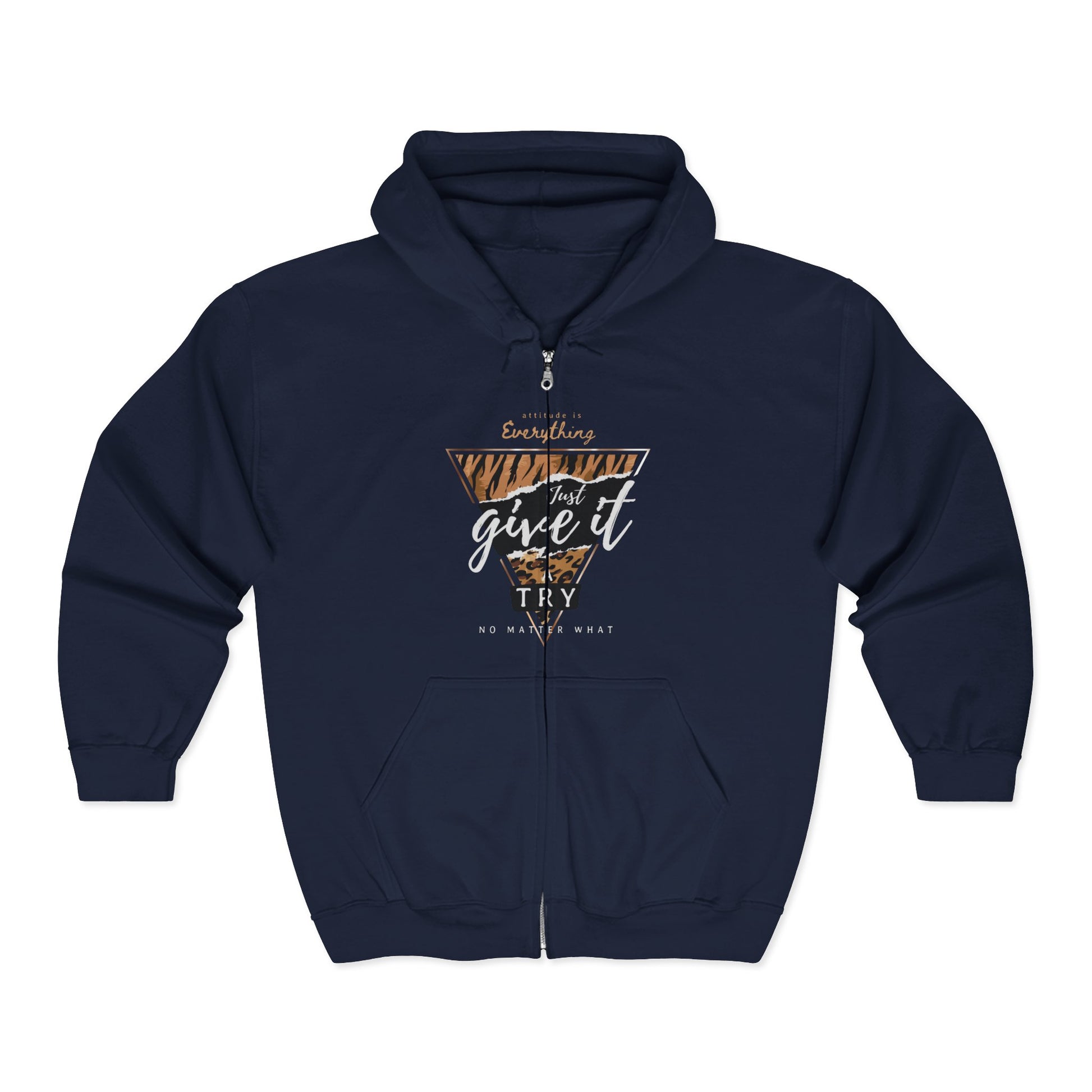 Zip-Up Hoodie Attitude is Everything - Just Give it a Try Navy