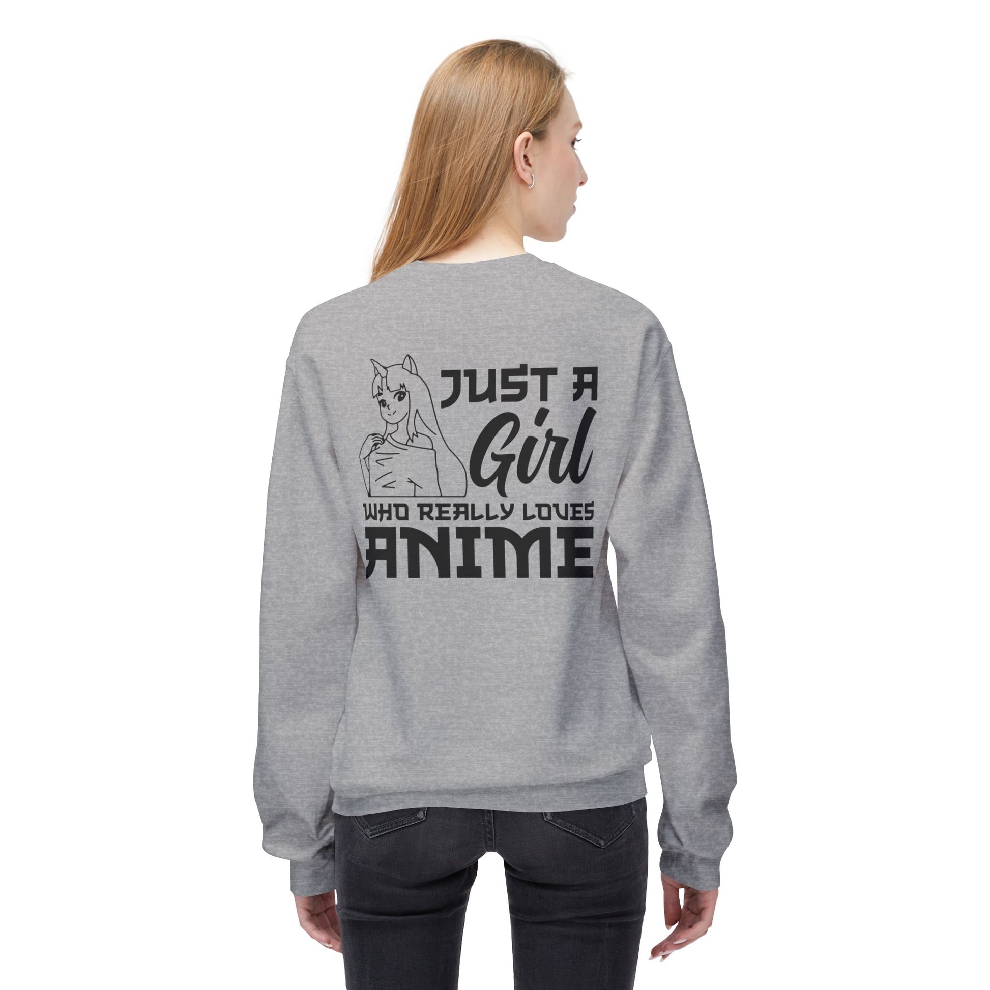 Anime Lover Crewneck Sweatshirt - Just a Girl Who Really Loves Anime, Unisex Casual Apparel, Anime Gift, Cozy Fashion, Fleece Sweater