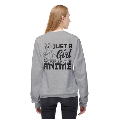 Anime Lover Crewneck Sweatshirt - Just a Girl Who Really Loves Anime, Unisex Casual Apparel, Anime Gift, Cozy Fashion, Fleece Sweater