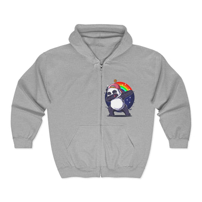 Panda Dabbing Rainbow Zip Hoodie Sport Grey