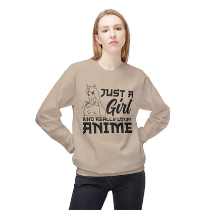Anime Lover Crewneck Sweatshirt - Just a Girl Who Really Loves Anime, Unisex Casual Apparel, Anime Gift, Cozy Fashion, Fleece Sweater