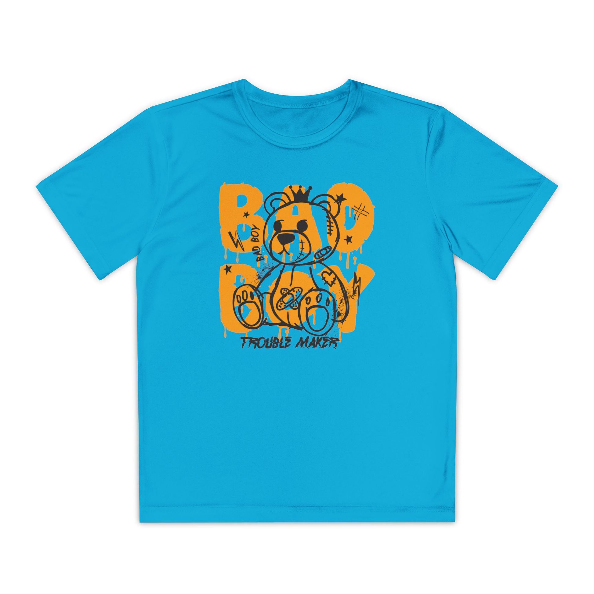 Youth Spirit Graphic Tee with Playful Bear Design, Fun Kids Shirt, Trendy Youth Apparel, Toddler Sportswear, Unique Birthday Gift Atomic Blue
