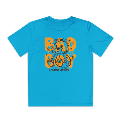 Youth Spirit Graphic Tee with Playful Bear Design, Fun Kids Shirt, Trendy Youth Apparel, Toddler Sportswear, Unique Birthday Gift Atomic Blue