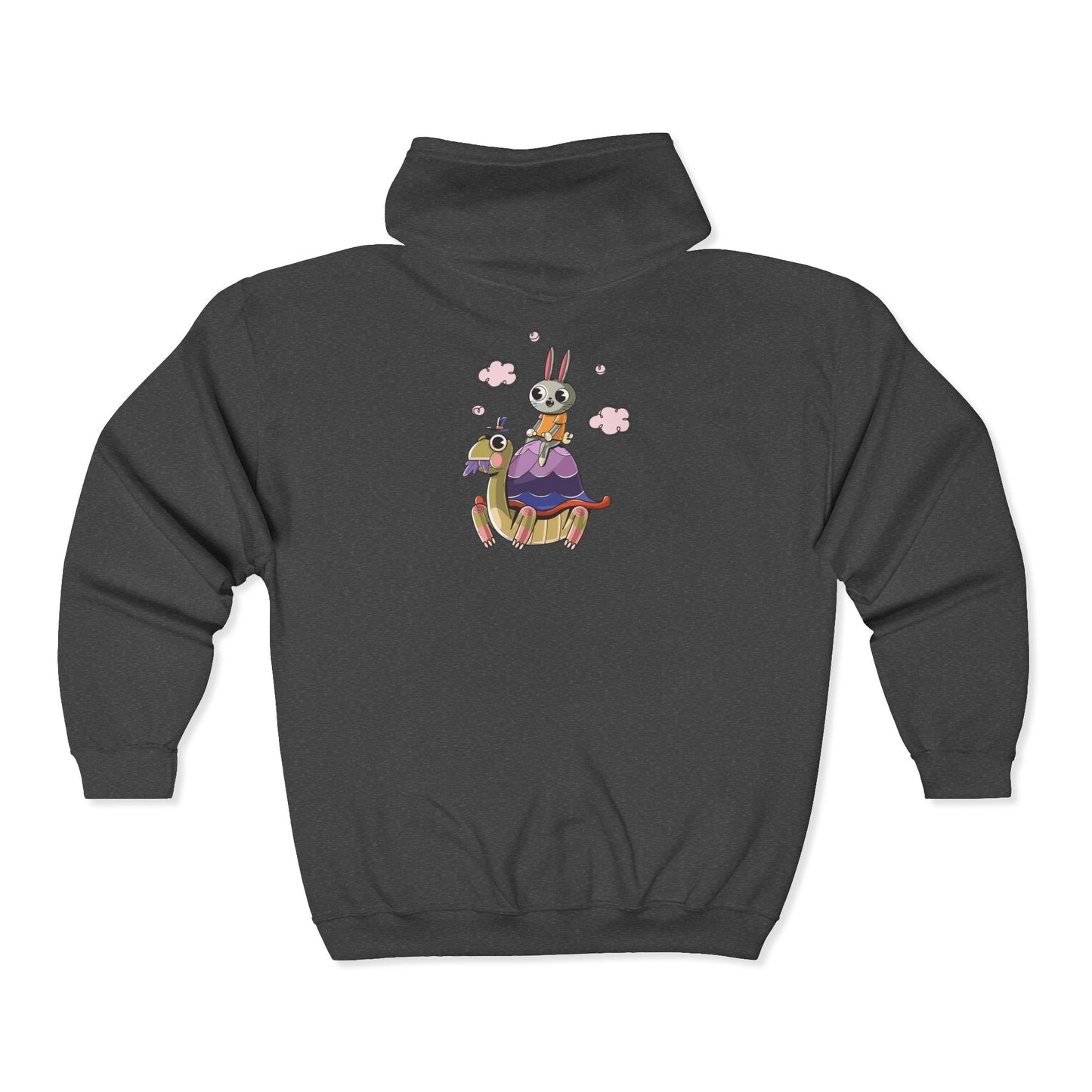 Whimsical Rabbit and Turtle Zip-Up Hoodie