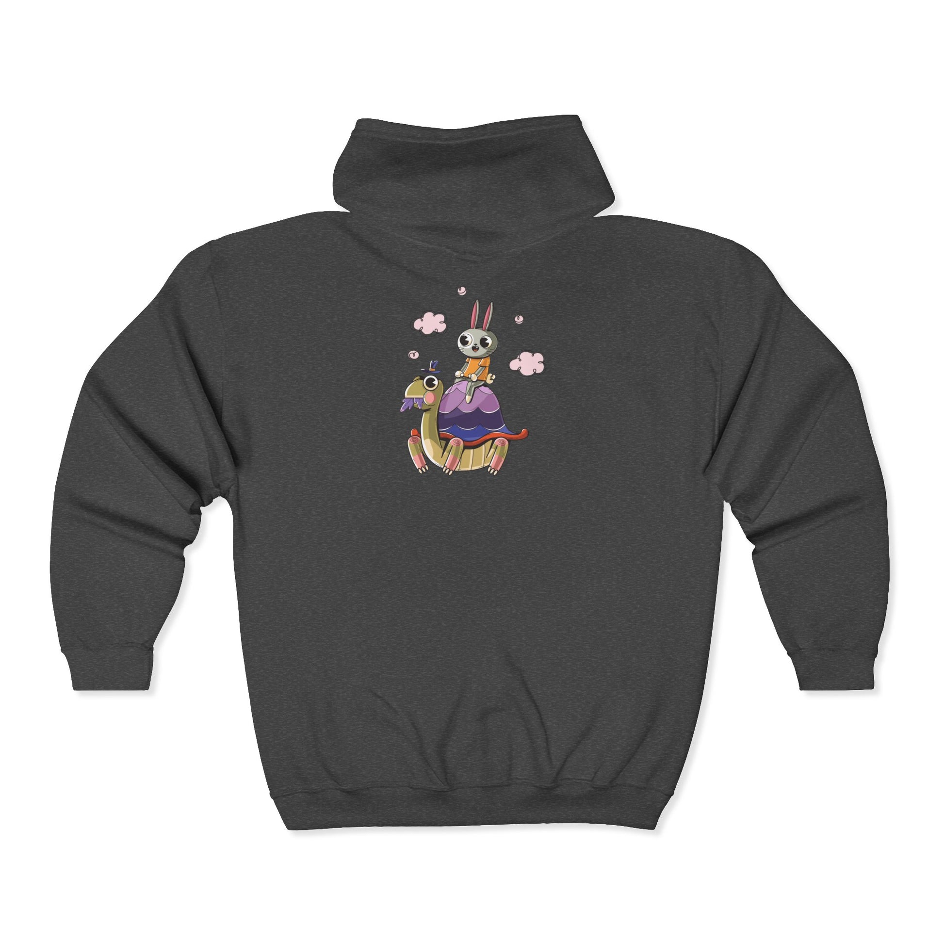 Whimsical Rabbit and Turtle Zip-Up Hoodie