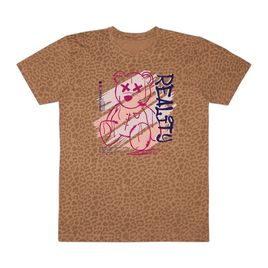 Trendy Graphic Tee: Reality Bear, Casual Wear, Street Style, Gift for Him, Summer Outfit Brown Leopard