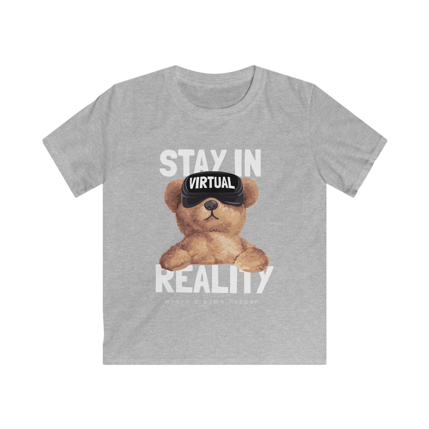 Kids Virtual Reality Tee - Fun Cotton T-Shirt, Stay in Reality, Gift for Gamers, Cool Casual Wear, Birthday Gift, Playdate Outfit Sport Grey