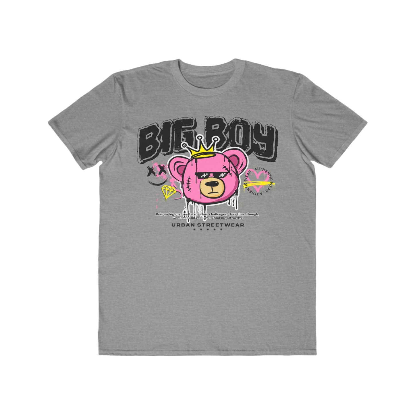 Stylish Urban Bear T-Shirt | Big Boy Graphic Tee, Streetwear Fashion, Urban Wear For Men, Gift for Him, Trendy Tee Heather Grey