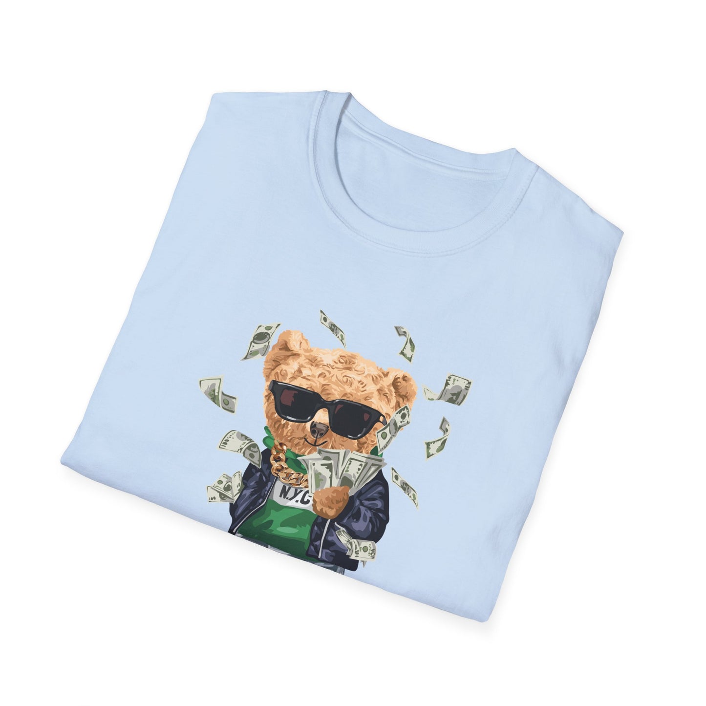 Rich Boy Graphic T-Shirt | Unisex Softstyle Tee | Cute Bear Design | Casual Wear | Gift for Kids | Birthday & Holiday