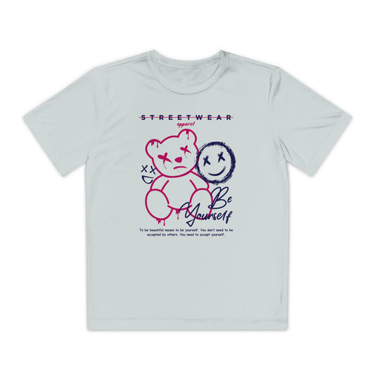 Cool Youth Streetwear Tee - 'Be Yourself' Graphic, Trendy Youth T-Shirt, Casual Wear, Birthday Gift, Fashionable Gift Silver