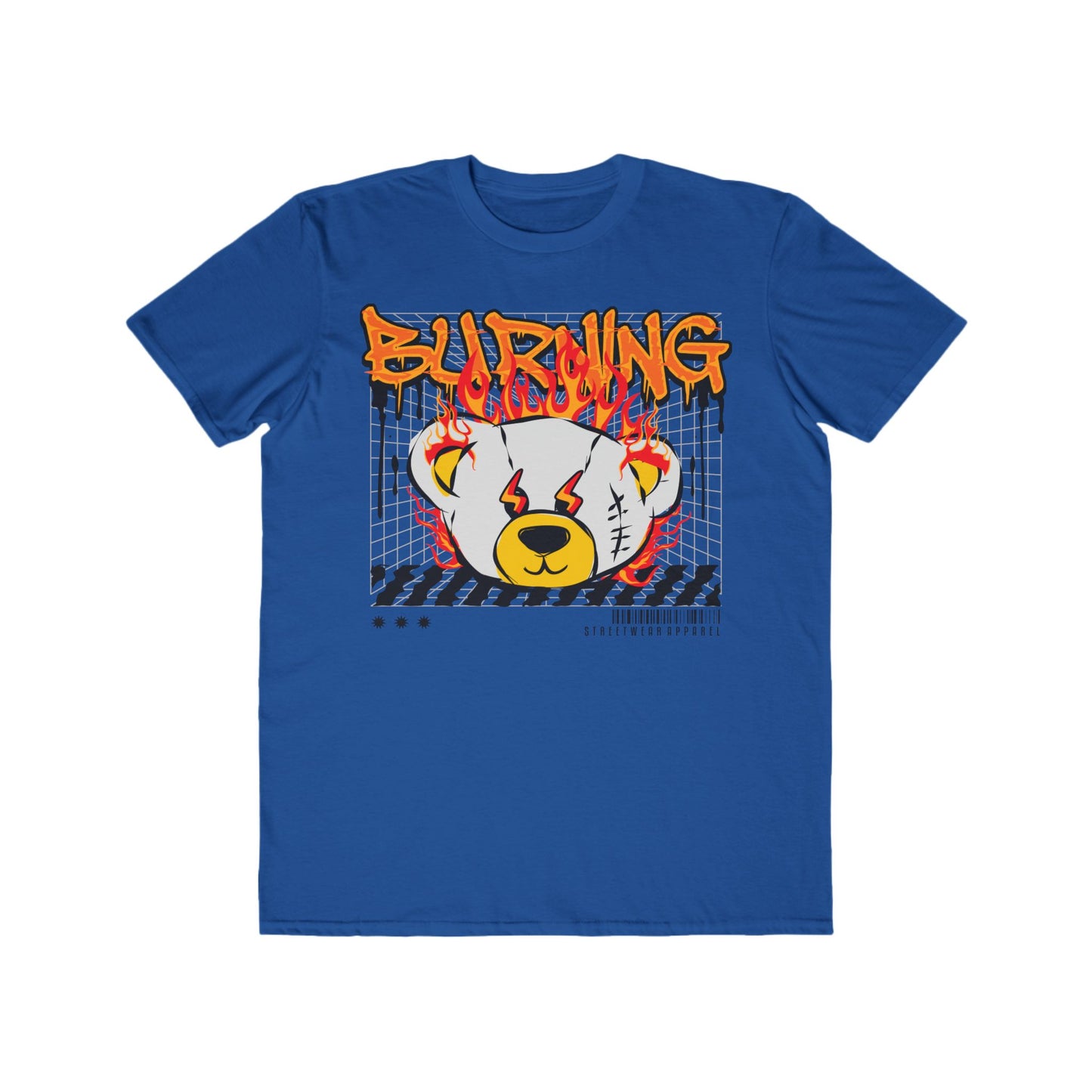 Men's Graphic Tee, Urban Wear For Men, Cool Street Style, Perfect Gift for Birthdays, Festivals, Burning Bear Design Royal Blue