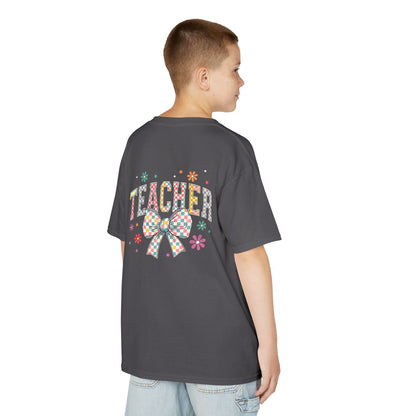 Teacher Kids Tee with Colorful Bow Design, Perfect for Back to School, Teacher Appreciation, Birthday Gift, Fun Classroom Wear