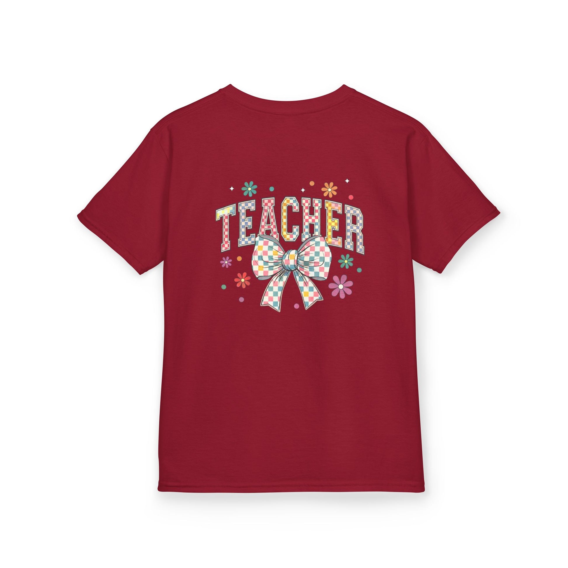 Teacher Kids Tee with Colorful Bow Design, Perfect for Back to School, Teacher Appreciation, Birthday Gift, Fun Classroom Wear