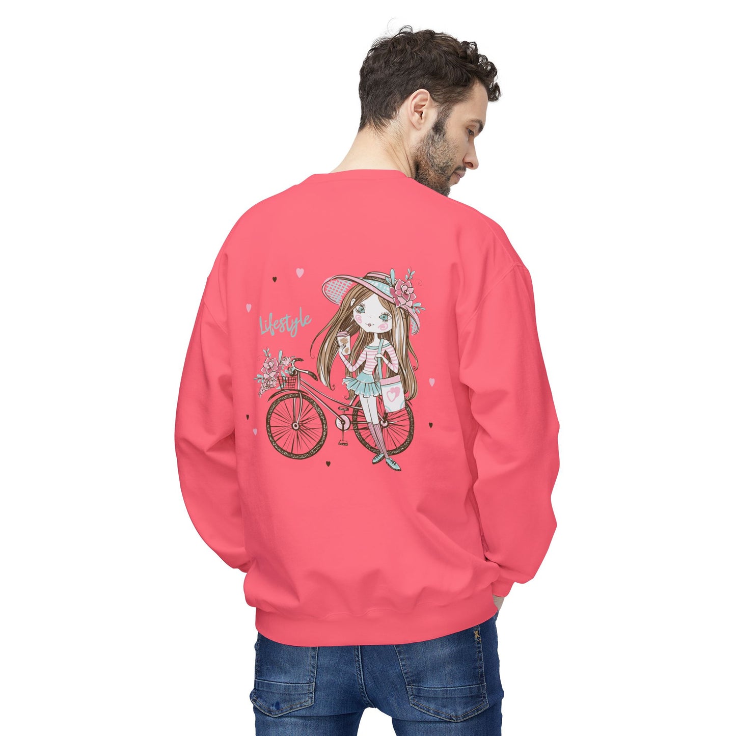 Chic Fleece Sweatshirt with Whimsical Bicycle Design - Perfect for Cozy Days, Gift for Cyclists, Cute Outfit for Spring, Birthday