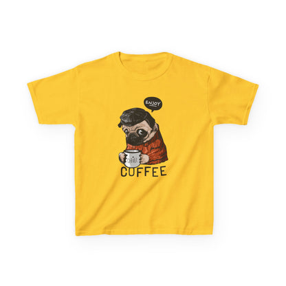Coffee Lover Kids Tee, Cute Animal T-Shirt, Perfect Gift for Birthdays & Holidays, Funny Dog Design, Comfortable Everyday Wear Daisy