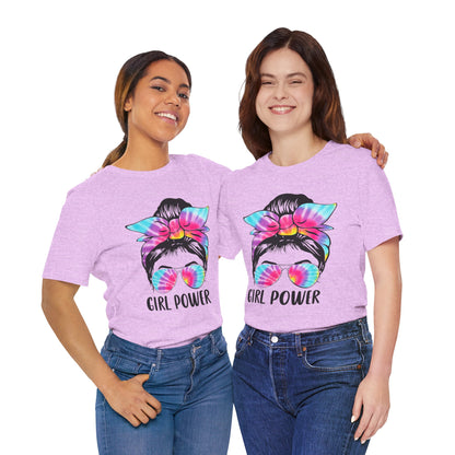 Girl Power Tie-Dye Tee, Unisex Short Sleeve Shirt, Feminist Apparel, Gift for Her, Casual Everyday Wear, Birthday Present