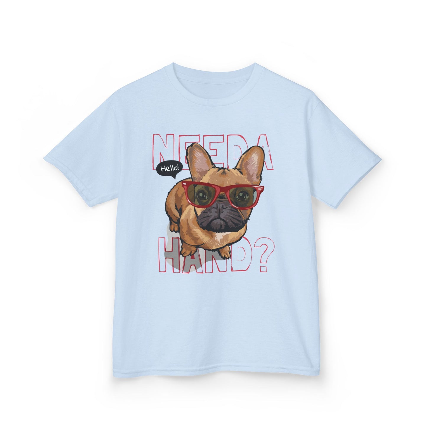Cute Frenchie Kids Tee, Funny Dog Shirt, Pet Lovers Gift, Kids Graphic T-Shirt, Birthday Present for Children Light Blue