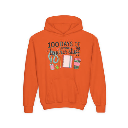 Teacher Appreciation Youth Hoodie, Perfect for School Days, Gifts for Educators, 100 Days of Teacher Stuff, Cozy Classroom Wear, Fun Orange