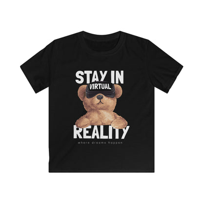 Kids Virtual Reality Tee - Fun Cotton T-Shirt, Stay in Reality, Gift for Gamers, Cool Casual Wear, Birthday Gift, Playdate Outfit Black