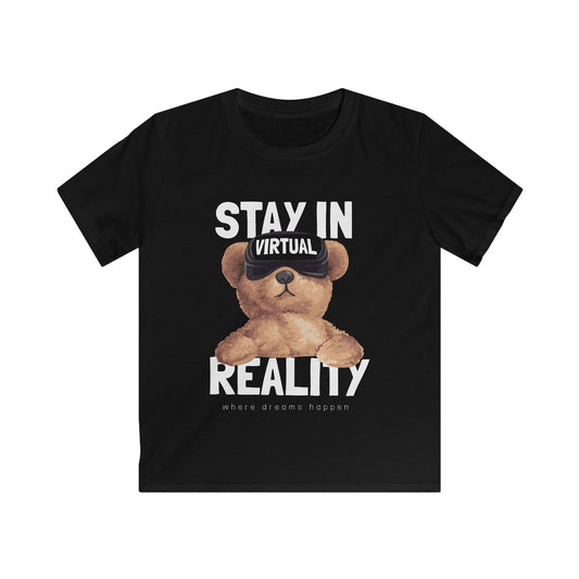 Kids Virtual Reality Tee - Fun Cotton T-Shirt, Stay in Reality, Gift for Gamers, Cool Casual Wear, Birthday Gift, Playdate Outfit Black