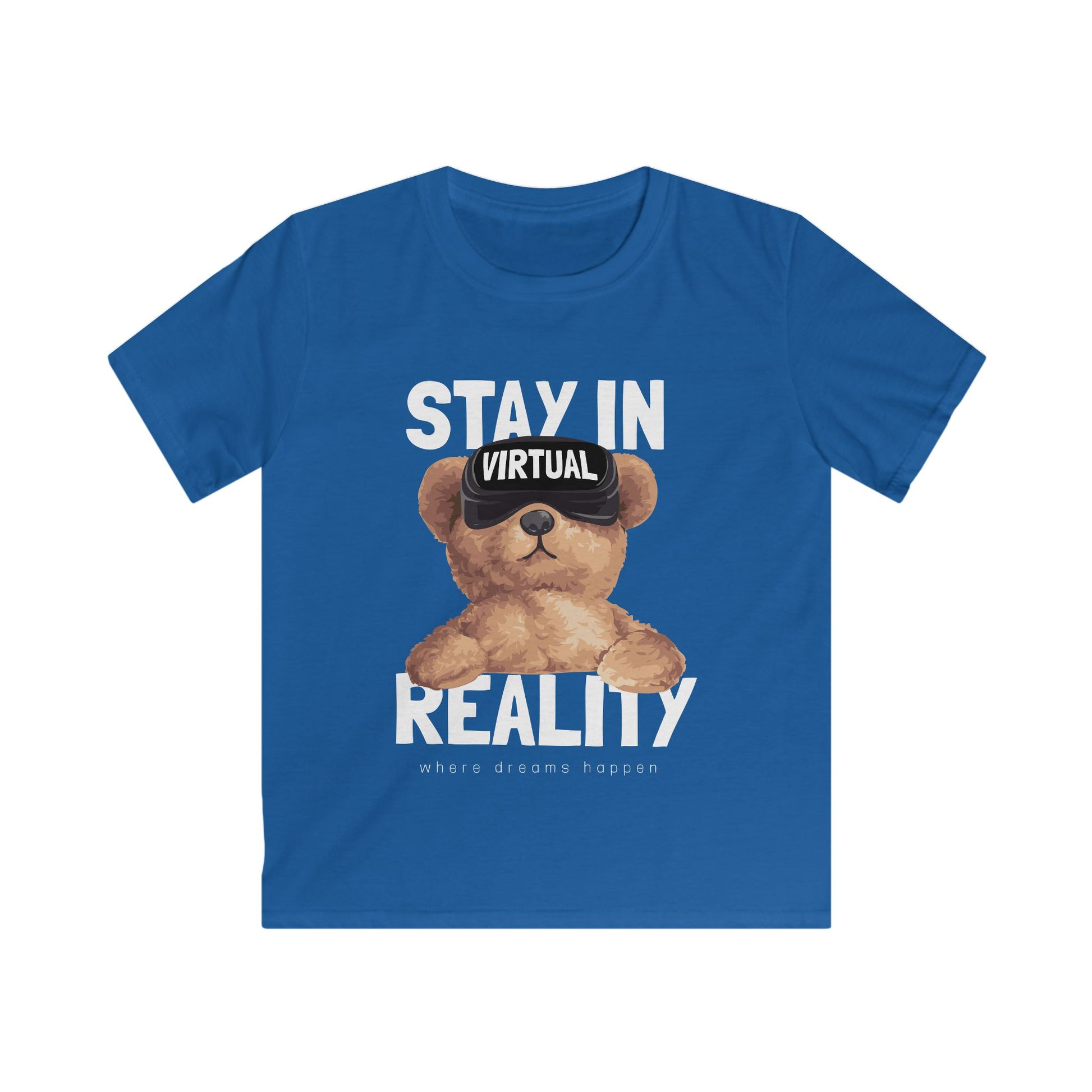 Kids Virtual Reality Tee - Fun Cotton T-Shirt, Stay in Reality, Gift for Gamers, Cool Casual Wear, Birthday Gift, Playdate Outfit Royal