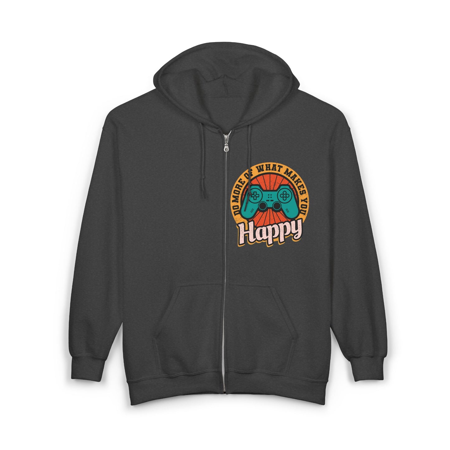 Gaming Happiness Zip Hoodie, Perfect Gift for Gamers, Cozy Unisex Hooded Sweatshirt, Fun Gaming Apparel, Casual Everyday Wear