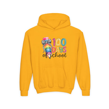 Colorful 100 Days of School Youth Hoodie, Fun School Celebration Sweatshirt, Back-to-School Gift, Kids Fashion, Classroom Style