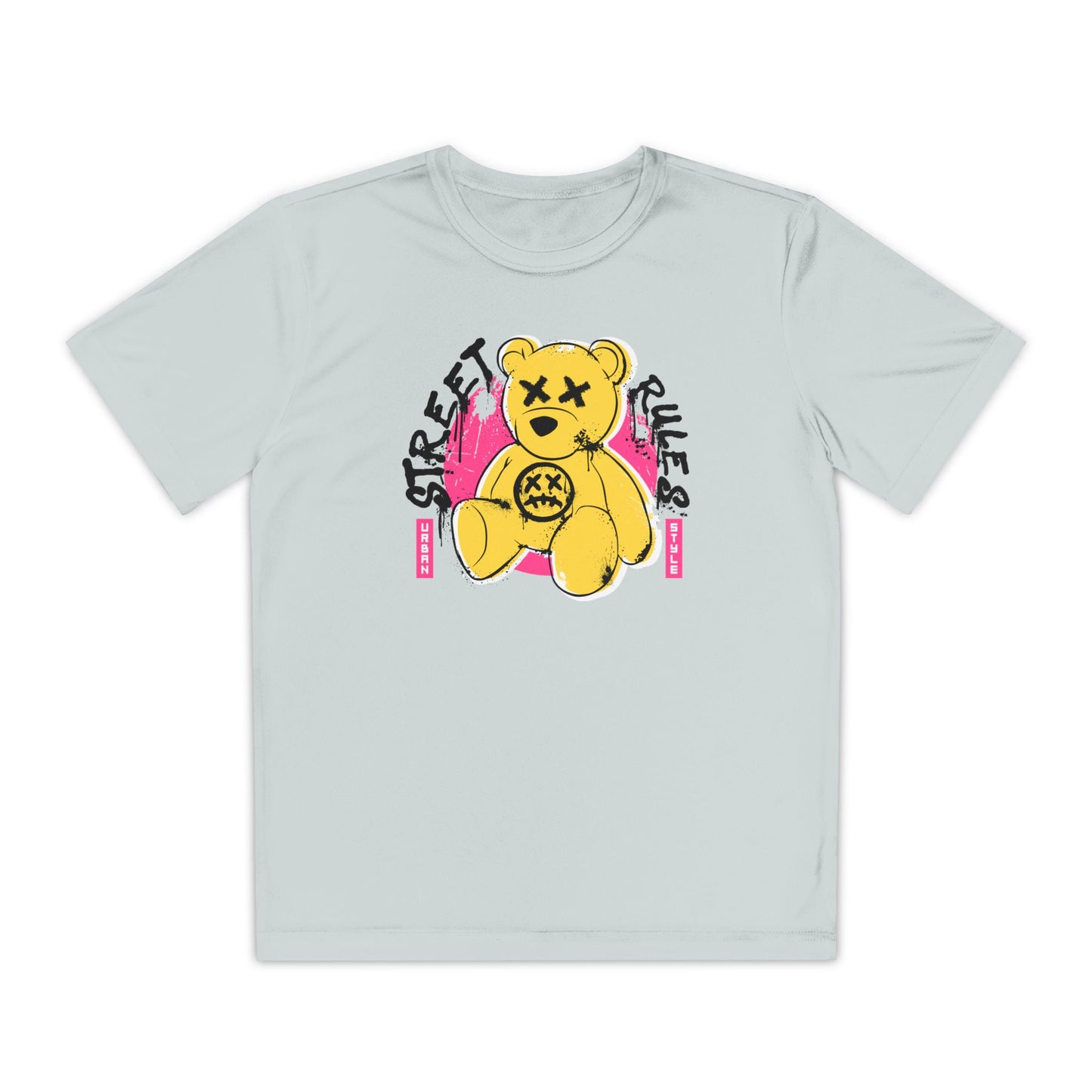 Street Bear Youth Tee - Trendy Graphic T-Shirt, Kids' Casual Wear, Birthday Gift, Streetwear Style, Cool Summer Shirt Silver