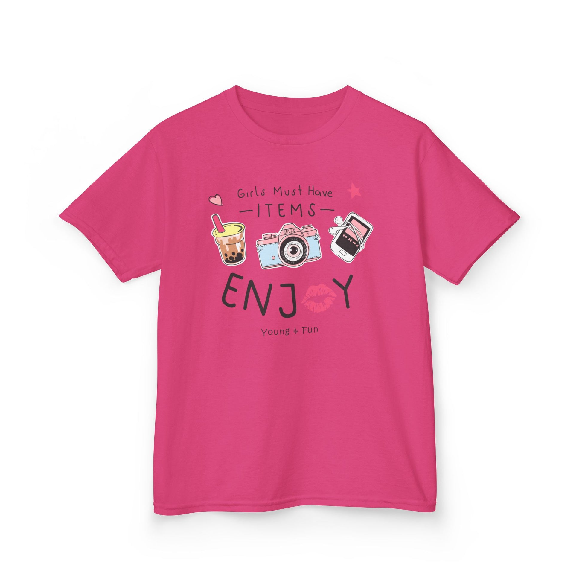 Kids Enjoy Fun Tee, Playful Kid's Shirt, Summer T-Shirt, Birthday Gift, Casual Wear, Photography Themed Tee Heliconia