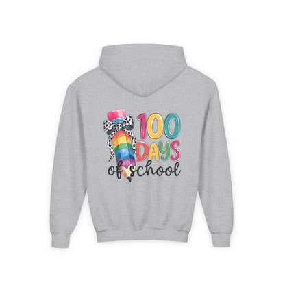 Colorful 100 Days of School Youth Hoodie, Fun School Celebration Sweatshirt, Back-to-School Gift, Kids Fashion, Classroom Style