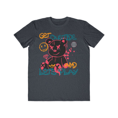 Urban Wear For Men - Playful Bear Graphic Tee - Get Outside and Let's Play, Casual Wear Heather Navy