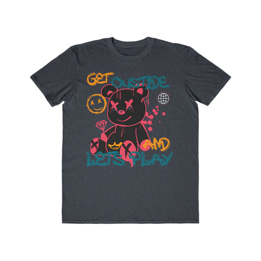 Urban Wear For Men - Playful Bear Graphic Tee - Get Outside and Let's Play, Casual Wear Heather Navy