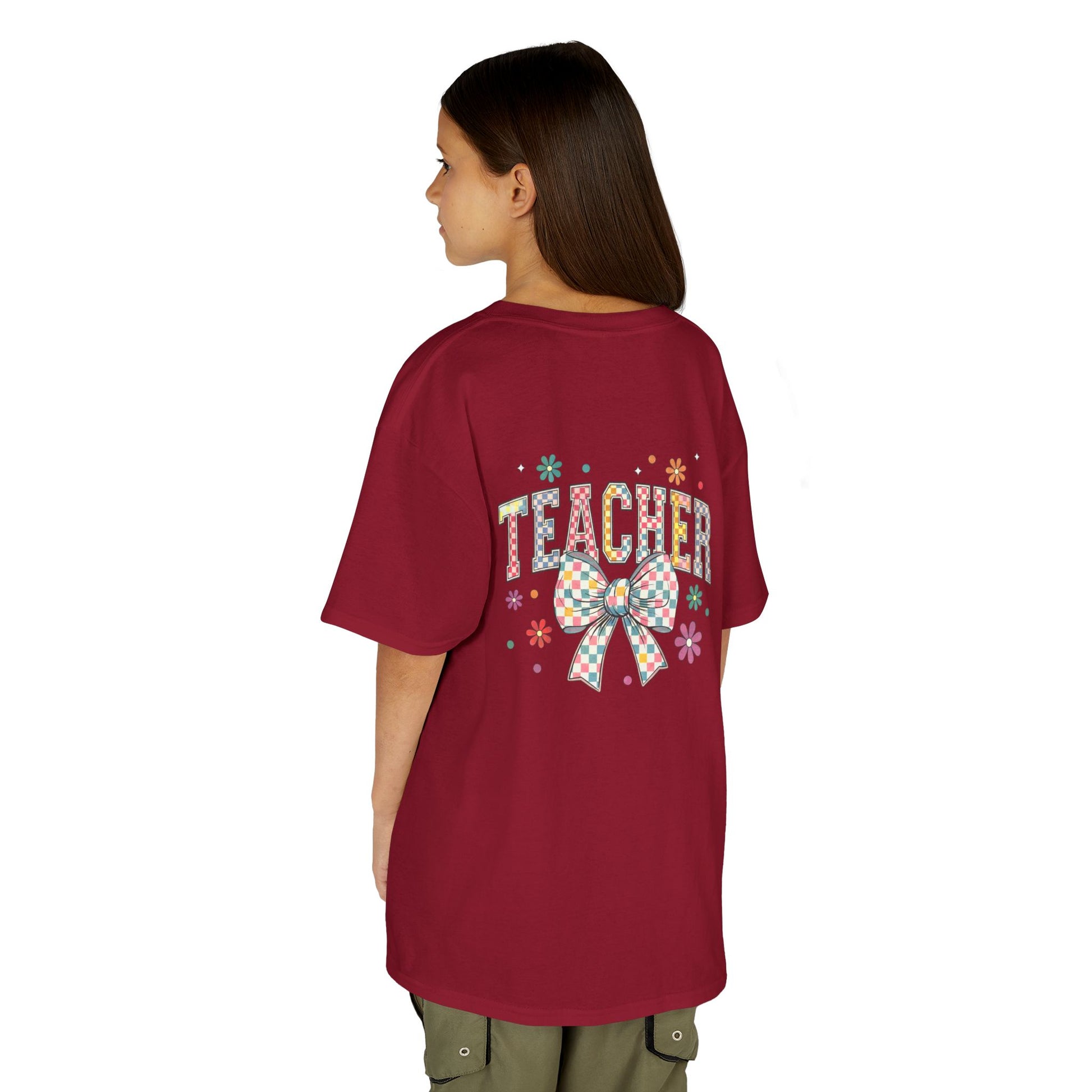 Teacher Kids Tee with Colorful Bow Design, Perfect for Back to School, Teacher Appreciation, Birthday Gift, Fun Classroom Wear