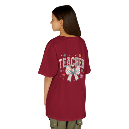 Teacher Kids Tee with Colorful Bow Design, Perfect for Back to School, Teacher Appreciation, Birthday Gift, Fun Classroom Wear