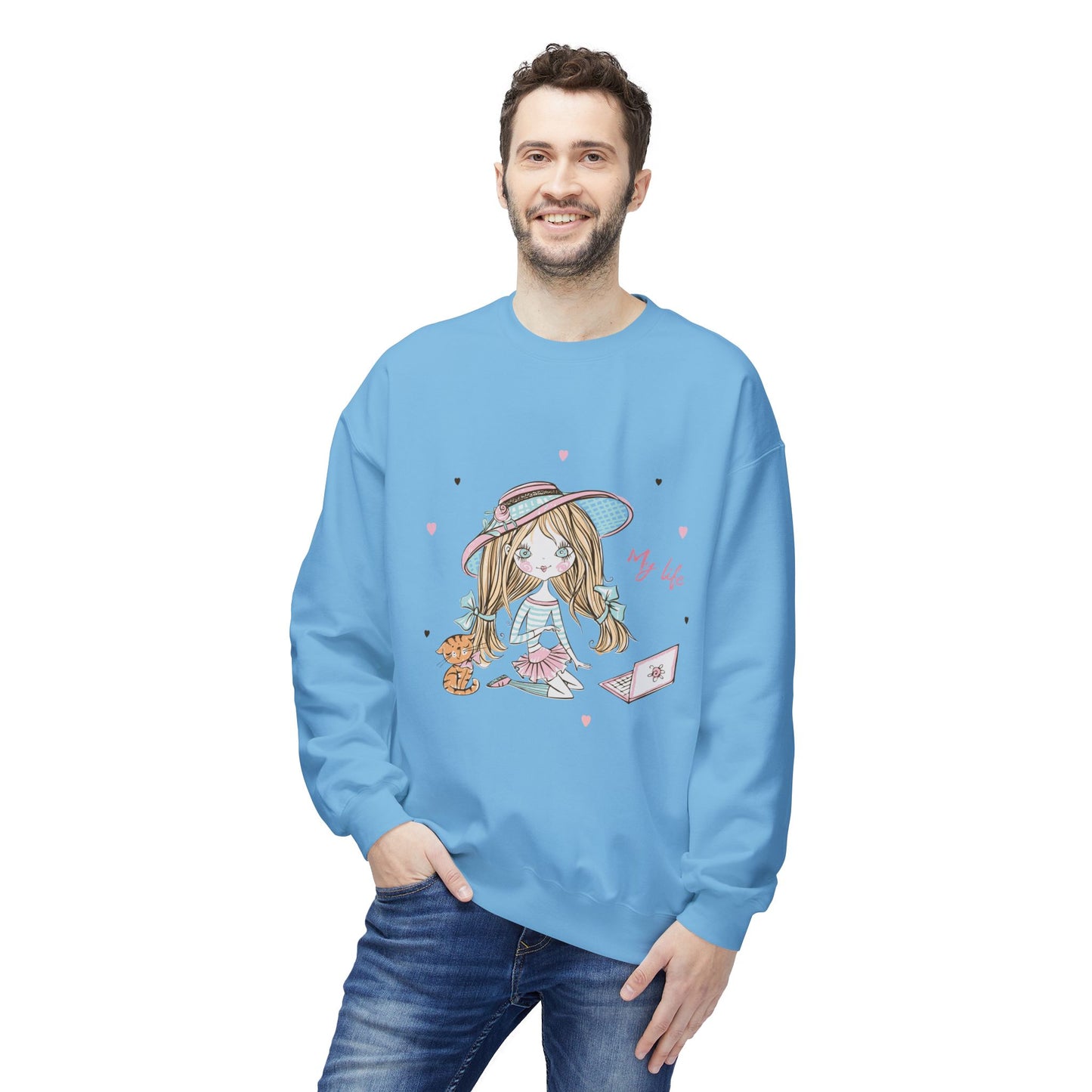 Cute Illustrated Crewneck Sweatshirt, Cozy Everyday Wear, Gift for Her, Fun Fashion, Casual Outfit, Birthday Present
