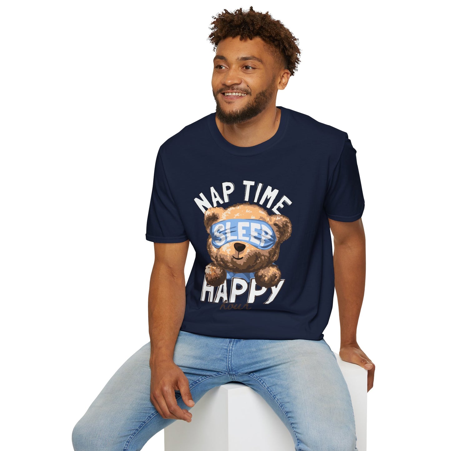 Nap Time Happy Bear Unisex T-Shirt, Sleep Shirt, Cute Graphic Tee, Cozy Relaxed Wear, Gift for Nappers, Funny Pajama T-Shirt