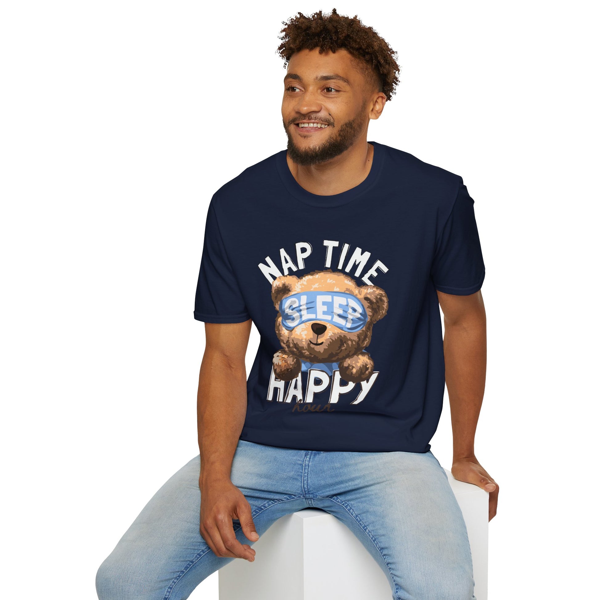 Nap Time Happy Bear Unisex T-Shirt, Sleep Shirt, Cute Graphic Tee, Cozy Relaxed Wear, Gift for Nappers, Funny Pajama T-Shirt