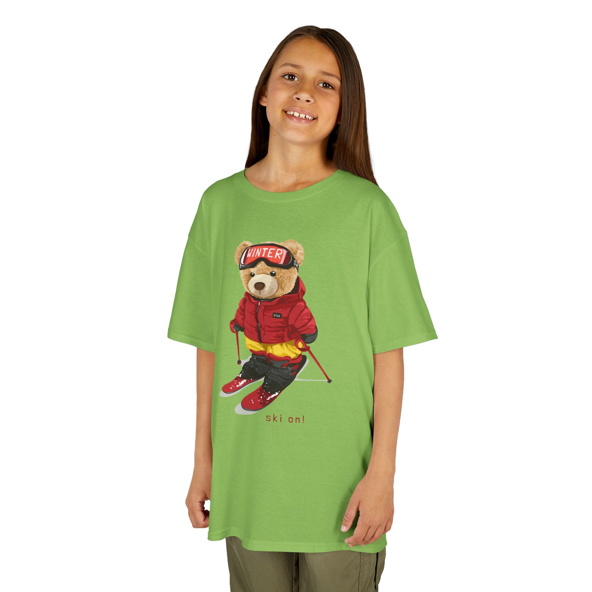 Kids Graphic Tee with Cool Bear Design, Fun Casual Wear for Boys and Girls, Perfect for Birthday Gifts, Playdates, and Everyday Comfort