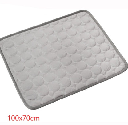 Pet Dog Cat Ice Silk Cold Nest Pad For Cooling In Summer Gray 102X70cm