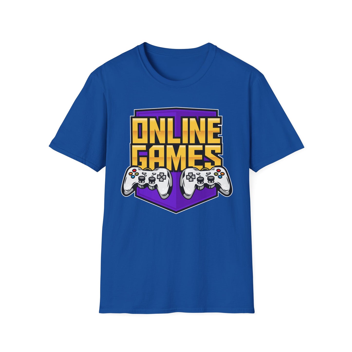 Unisex Softstyle Gaming T-Shirt, Retro Online Games Tee, Gift for Gamers, Casual Wear, Birthday and Holiday Apparel Royal